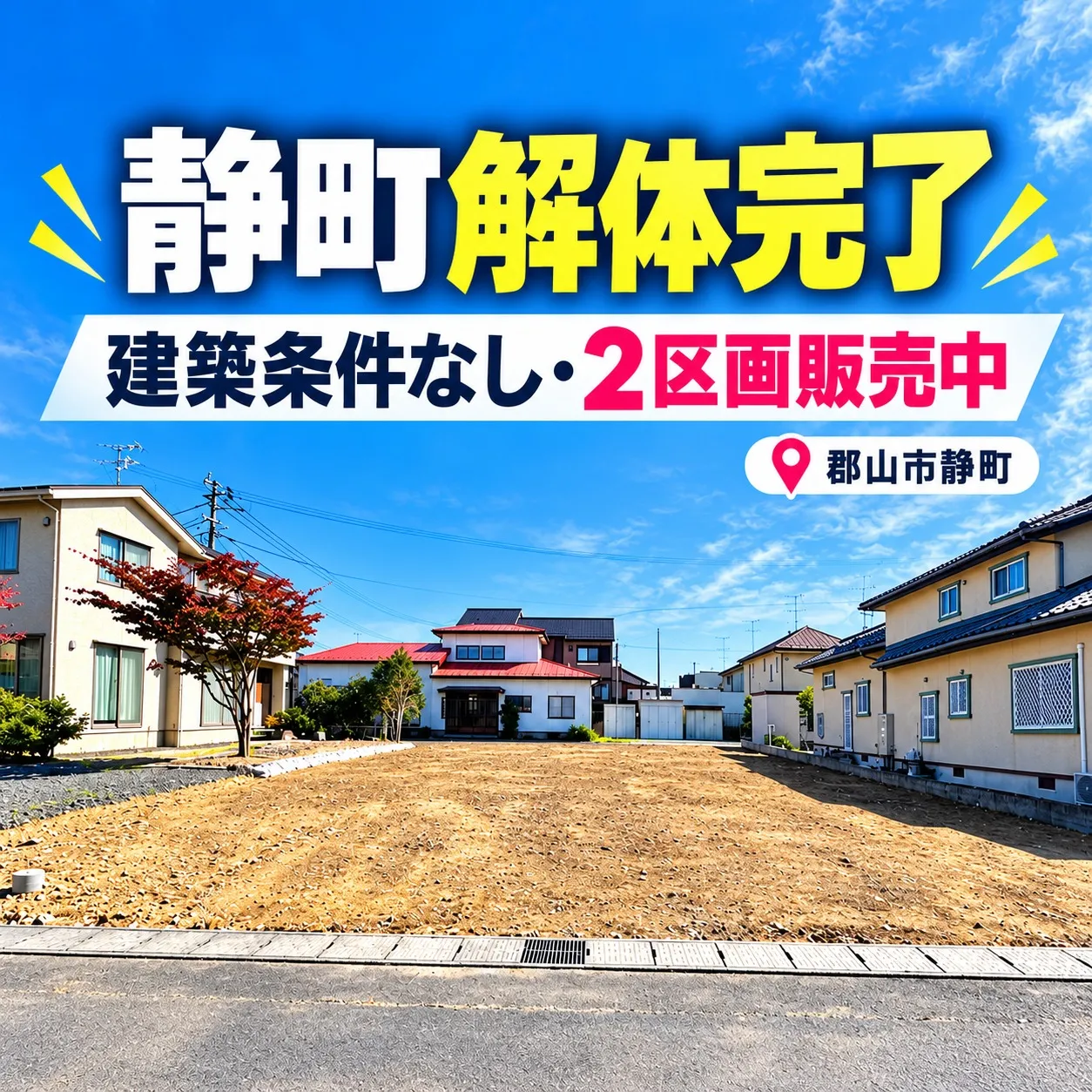 【郡山市静町】古家の解体が完了！きれいな更地になりました